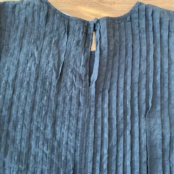 Madewell Embroidered Pintuck Mini Dress 100% Cotton Black Women's Small Prairie - Picture 3 of 8